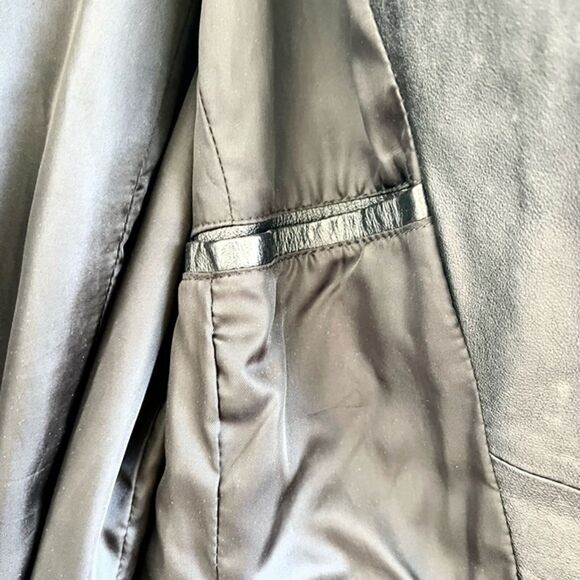 Cooper collection genuine leather trench coat large lapels size medium - Picture 10 of 11